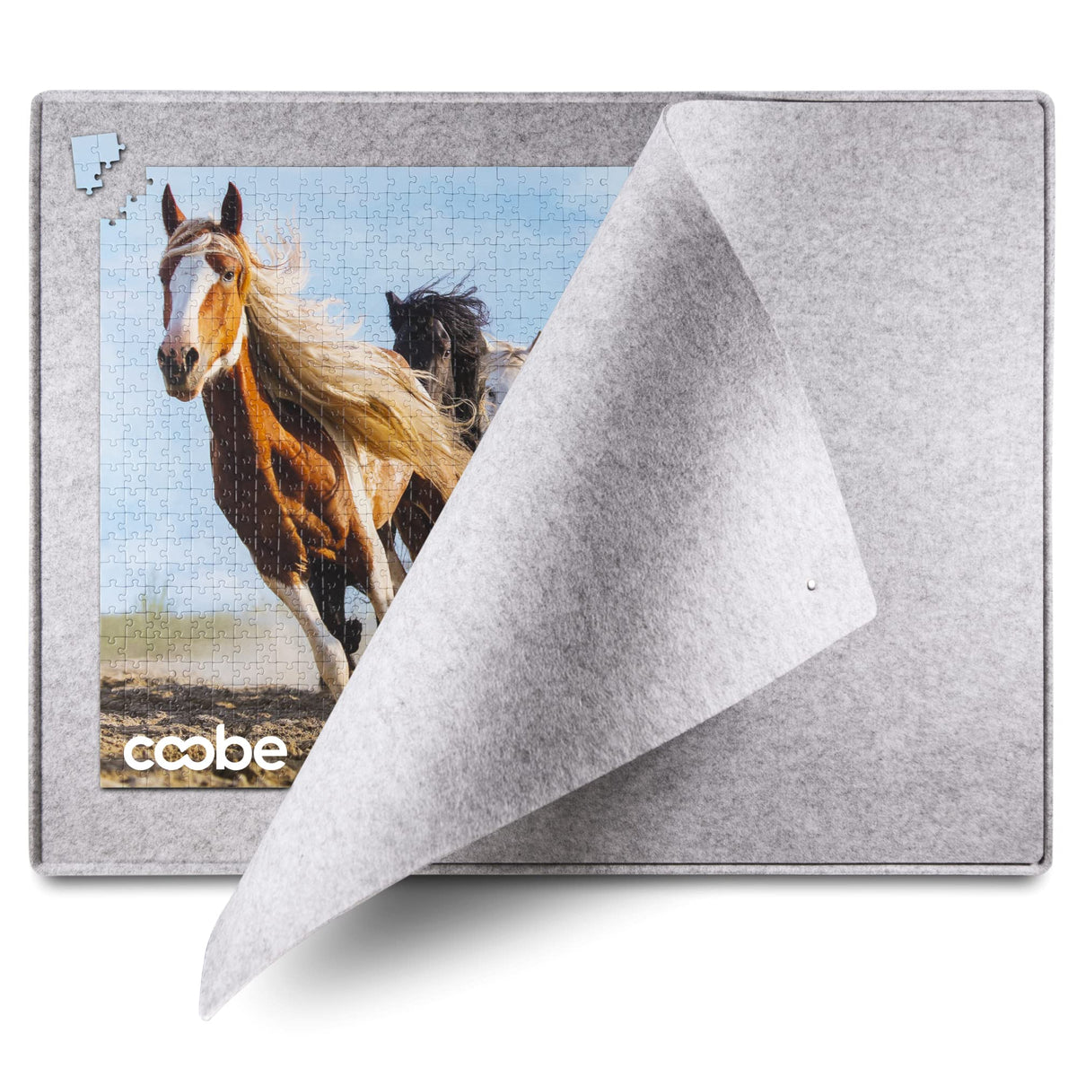 Coobe 1000-piece puzzle board with cover aids organized puzzle setup.