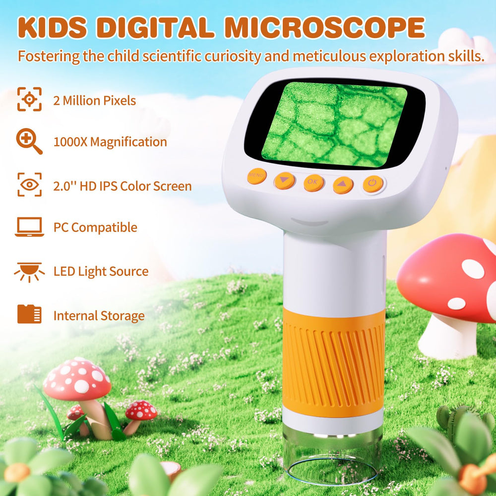 coobest Pocket Kids Microscope shows 50x–1000x magnification for tiny details.