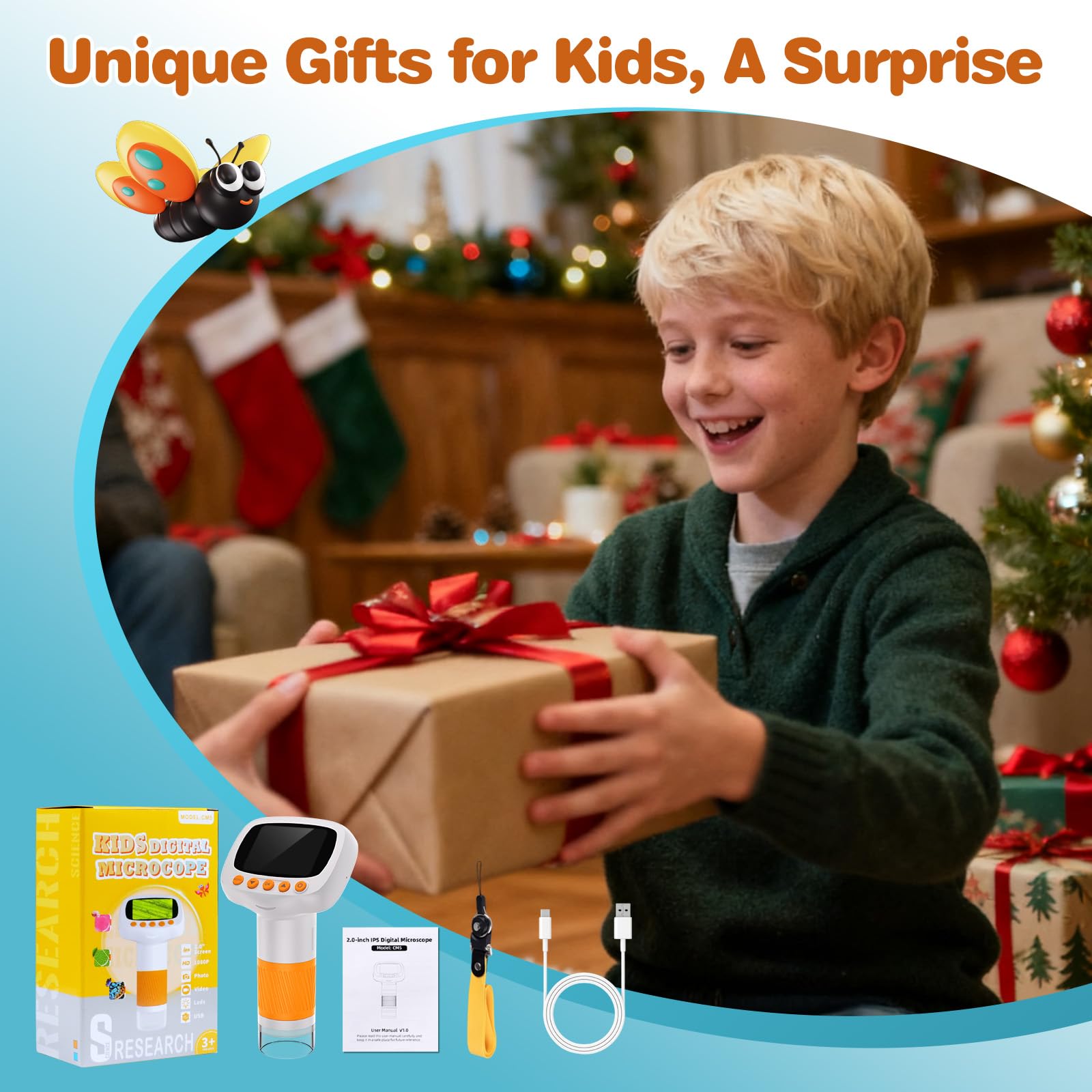 coobest Pocket Kids Microscope gift-ready packaging for holidays.