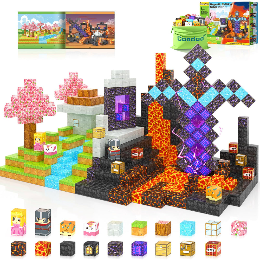 Coodoo 110-piece magnetic blocks form a vibrant mine world for imaginative play.