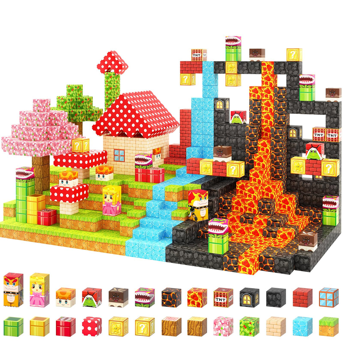Coodoo 110-piece magnetic blocks with teleport pipes for imaginative STEM play.