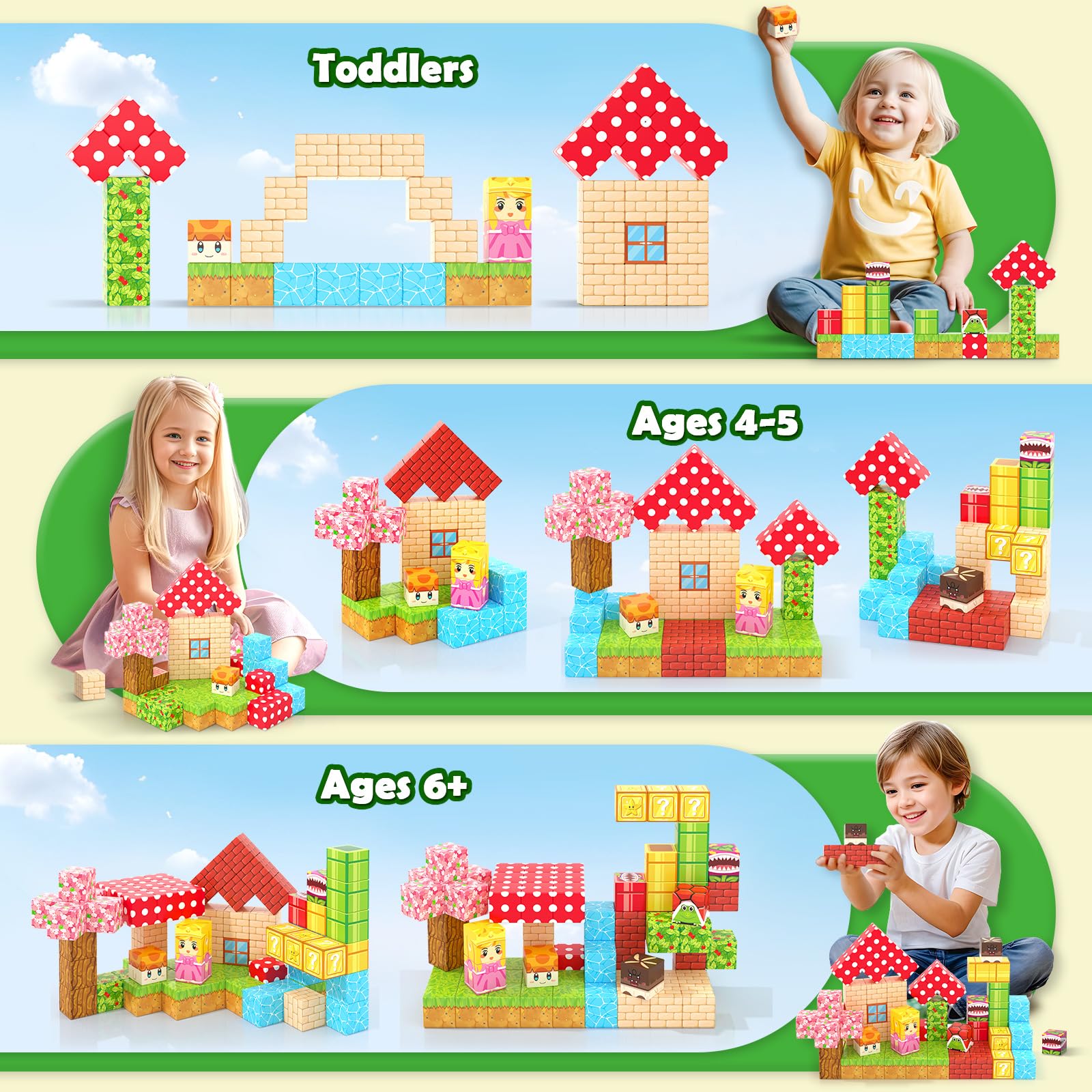 Coodoo 1-inch magnetic blocks for versatile compatibility and larger, more exciting 3D builds.