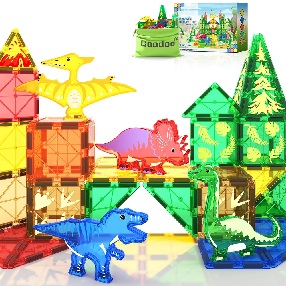 Coodoo Dinosaur Tiles show dinosaurs for imaginative building play.