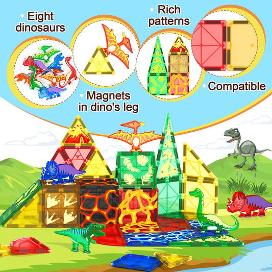 Coodoo dinosaur tiles with eight dinosaurs promote fine motor practice.