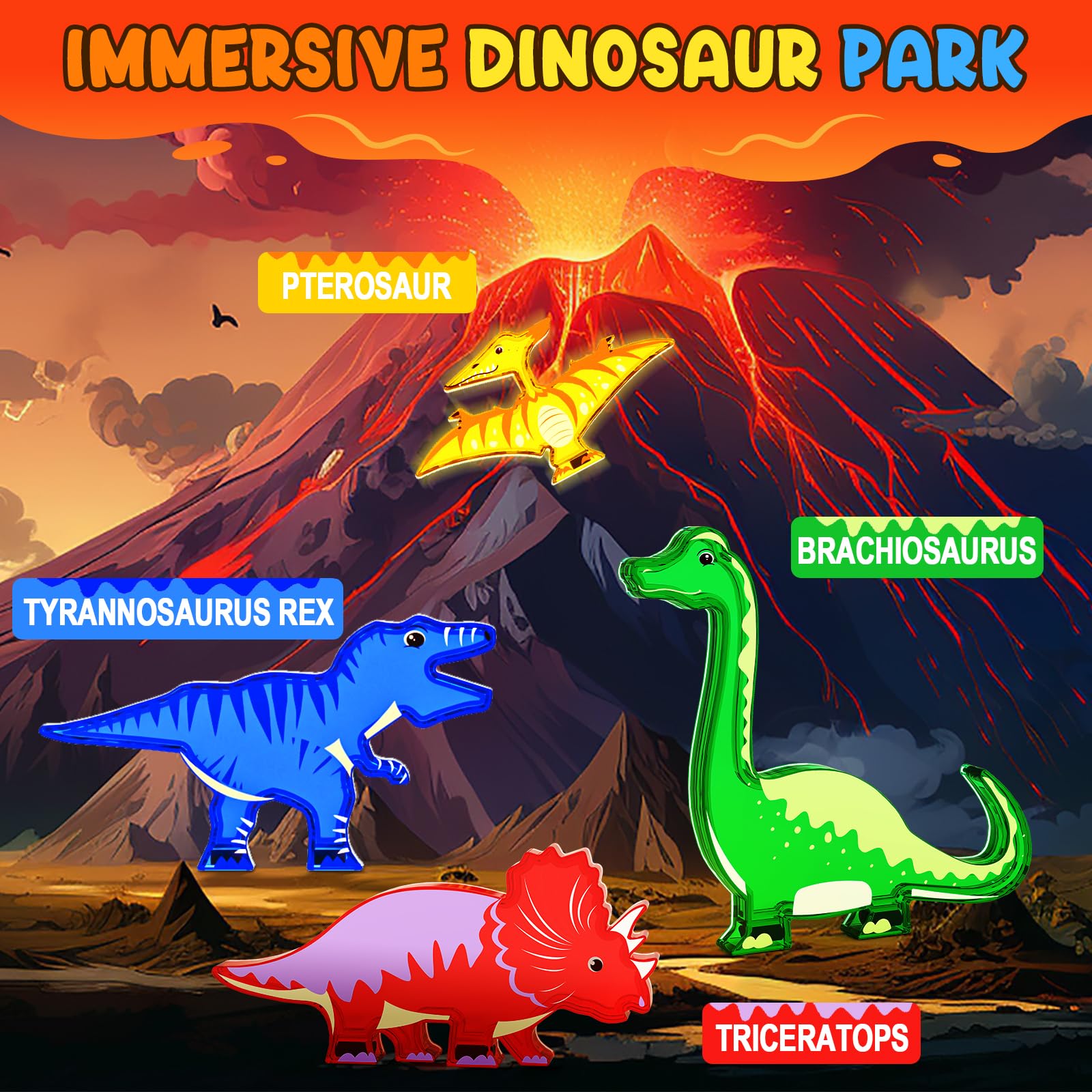 Coodoo Dinosaur Tiles volcano tiles enable mini volcano builds.