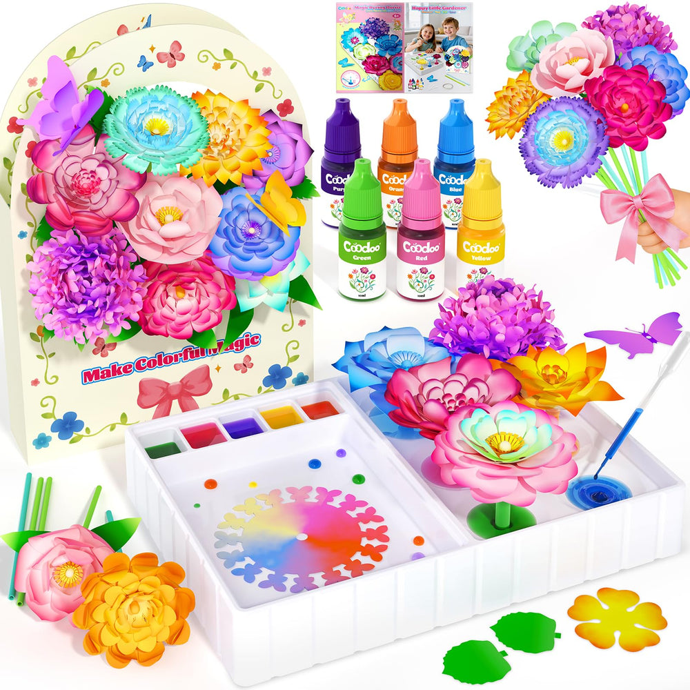 COODOO DIY flower craft kit with pre-cut petals ready for color dipping.