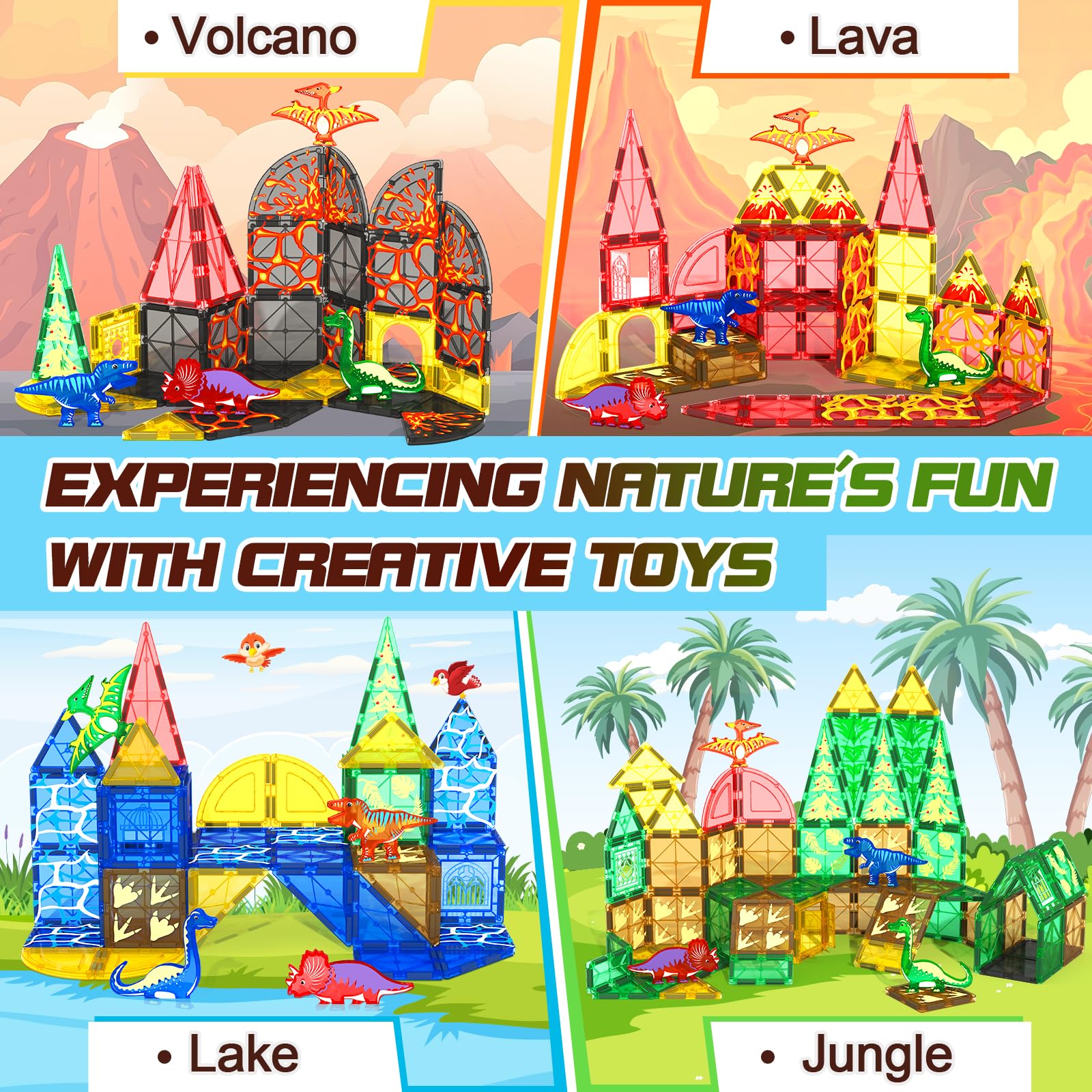 Coodoo jungle-lake scene magnets support creative construction.