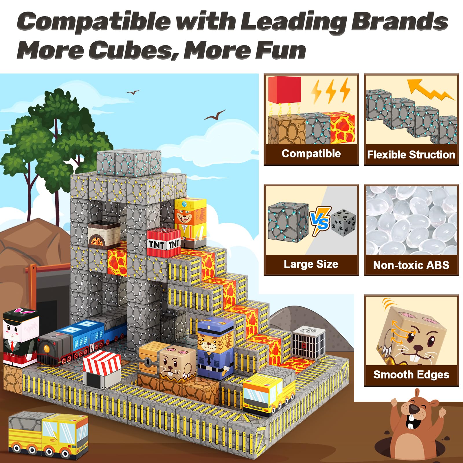 Coodoo groundhog miner figure fuels problem-solving and narrative play