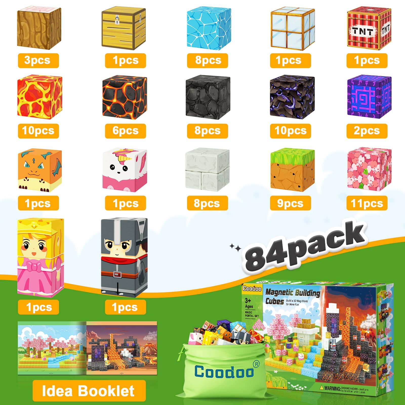 Coodoo Magnetic Blocks strong magnets for durable, safe connections