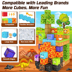 Coodoo magnetic blocks volcano scene promotes creative construction and fine motor skills.
