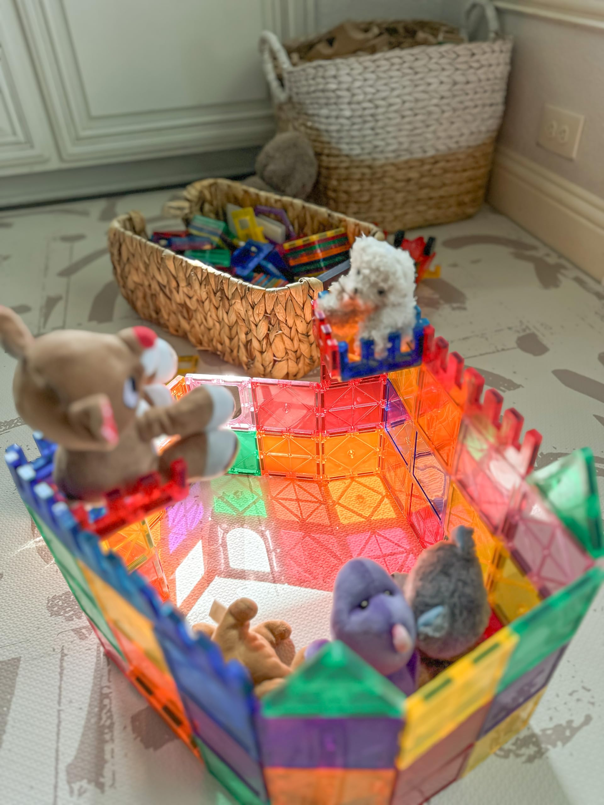 Ideal for classrooms and homes using magnetic tiles for collaborative play.