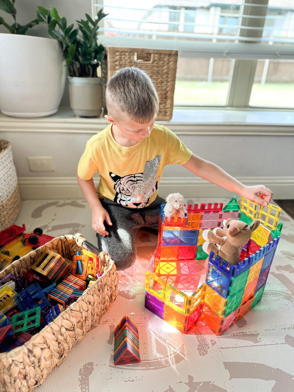 Colorful bricks support hands-on learning and sensory exploration.