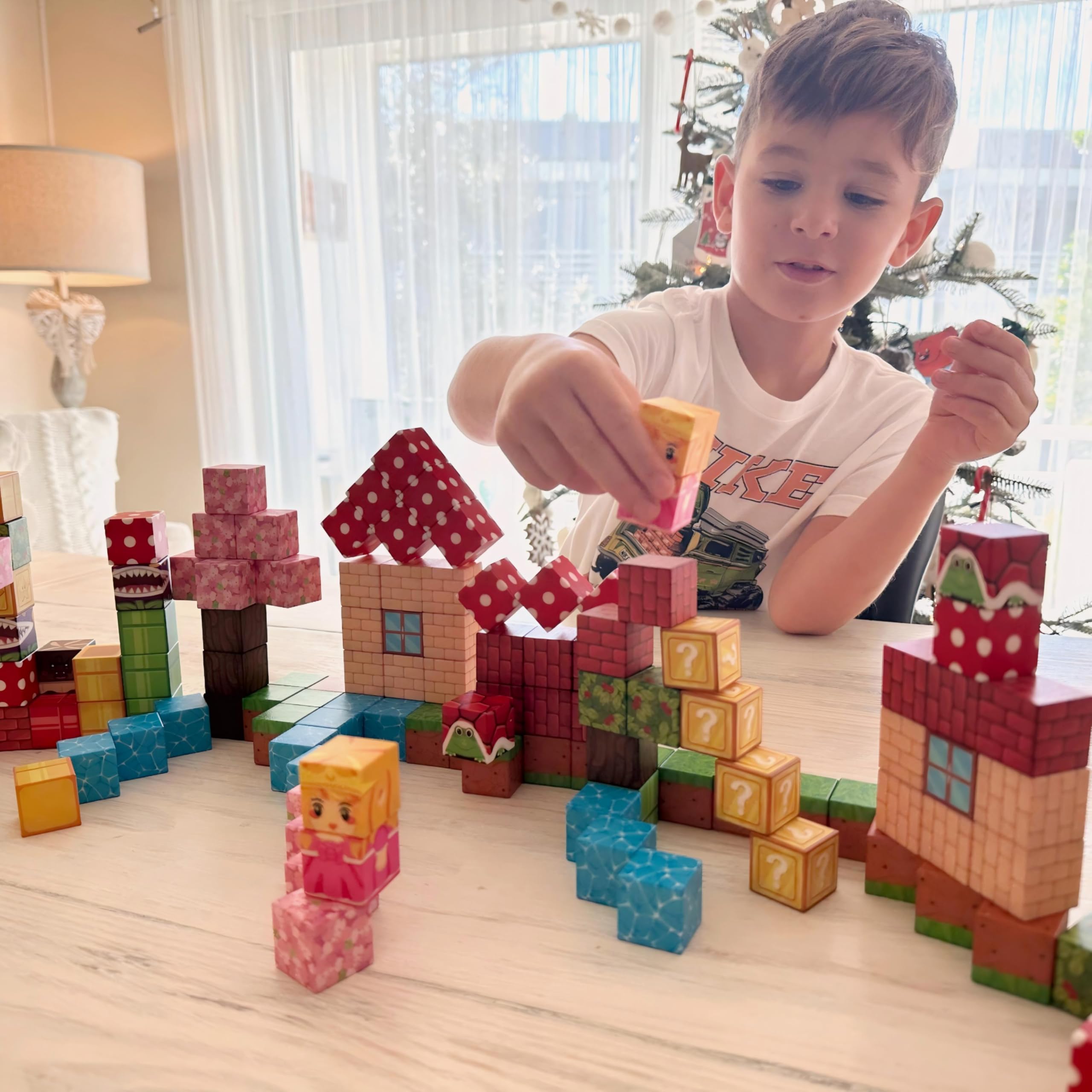 Coodoo UV-patterned blocks showcase bright designs, sparking visual exploration and sensory engagement.