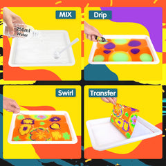 Coodoo water marbling pipette enables precise color transfer.
