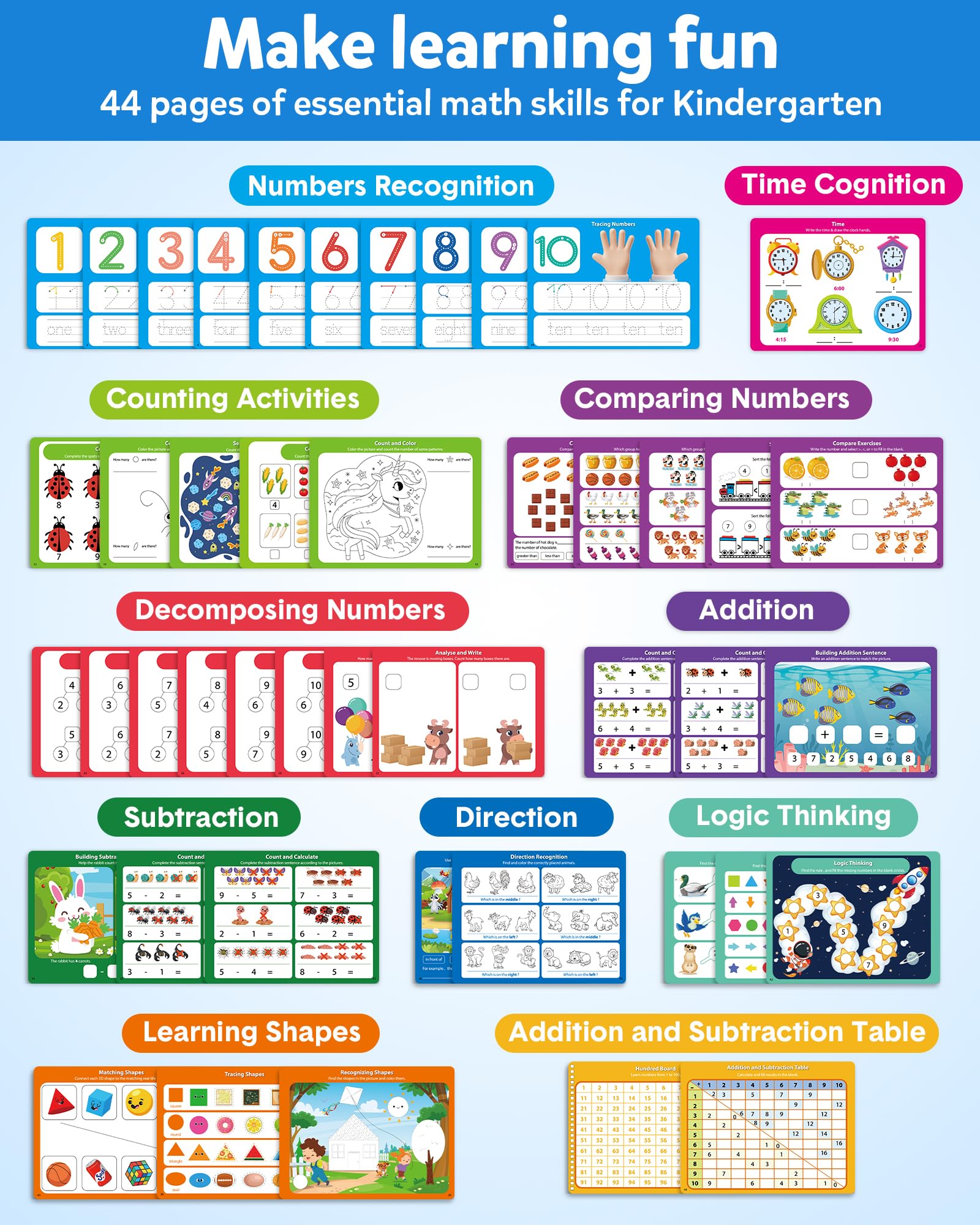 Coogam addition and subtraction practice pages offer guided basic calculations.