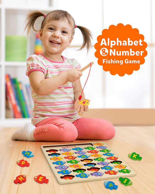 Coogam alphabet fishes close-up showing colorful letters for tactile learning