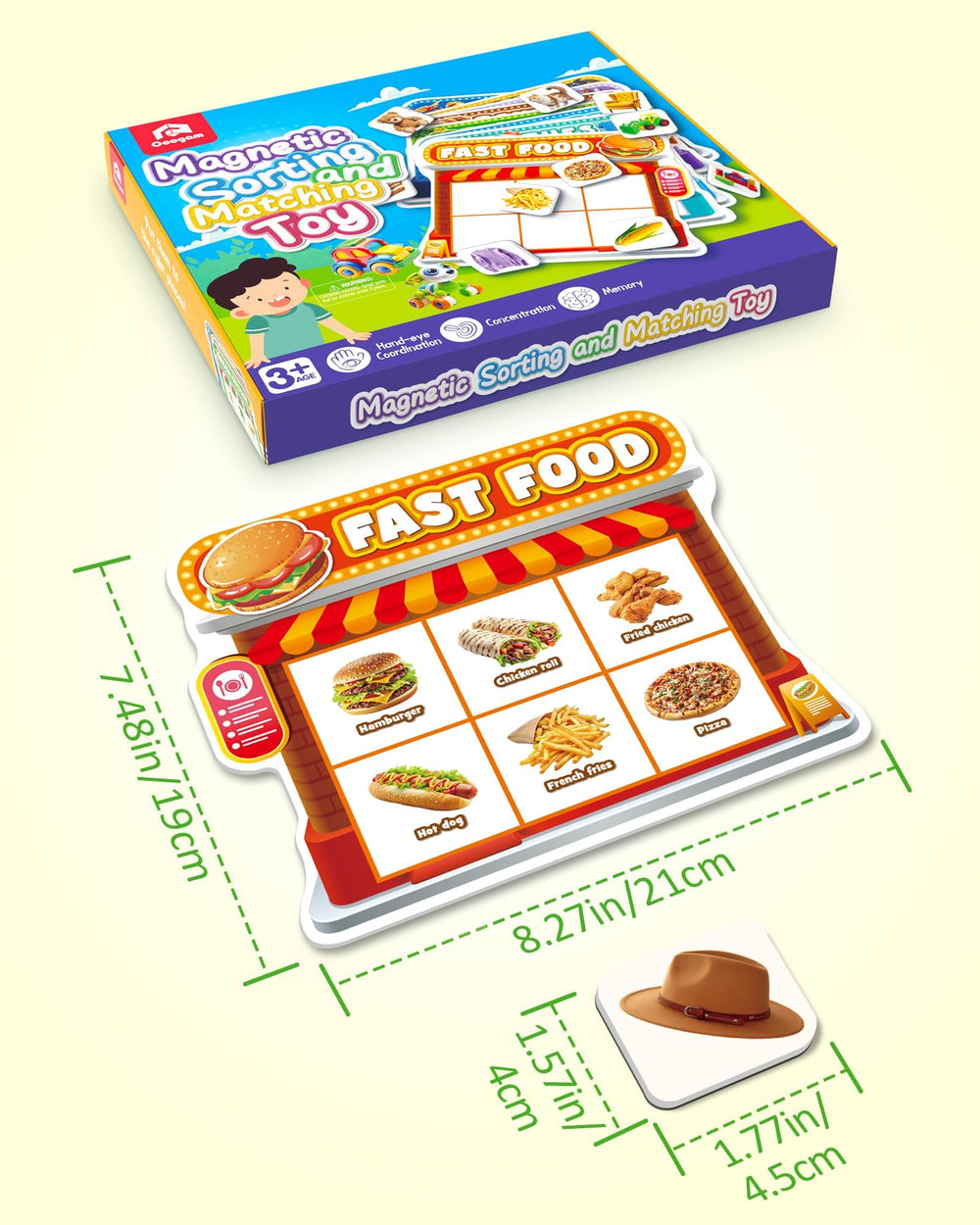 Coogam bakery board enhances sorting skills and attention to detail.