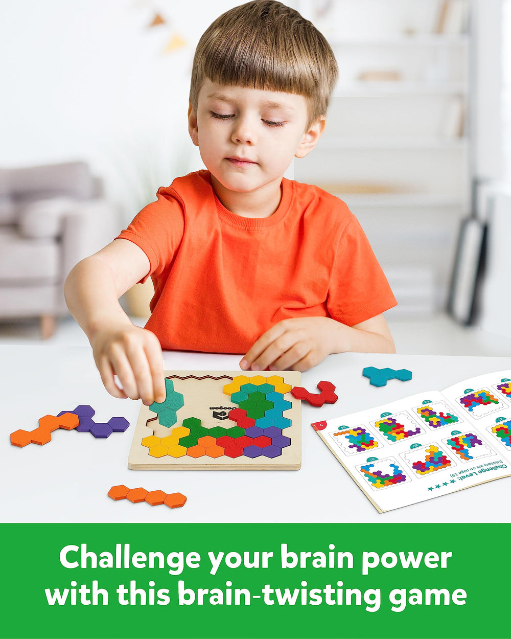 Coogam color shape pattern tangram displays bright blocks for pattern recognition and play.