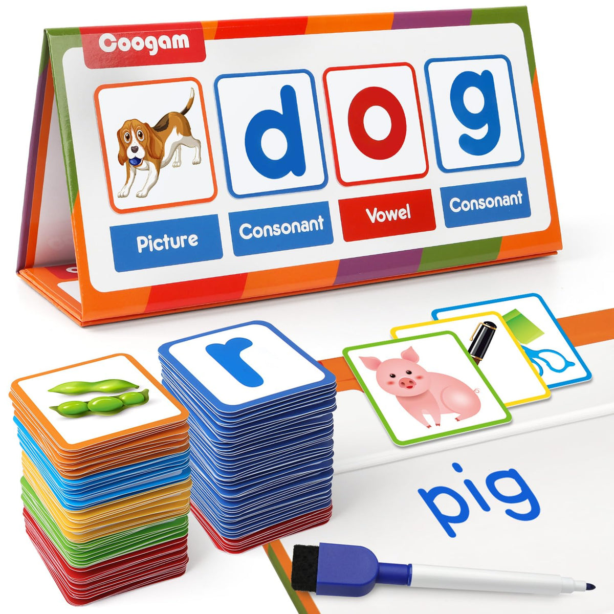 Coogam CVC Word Builder magnetic flashcards for interactive phonics practice