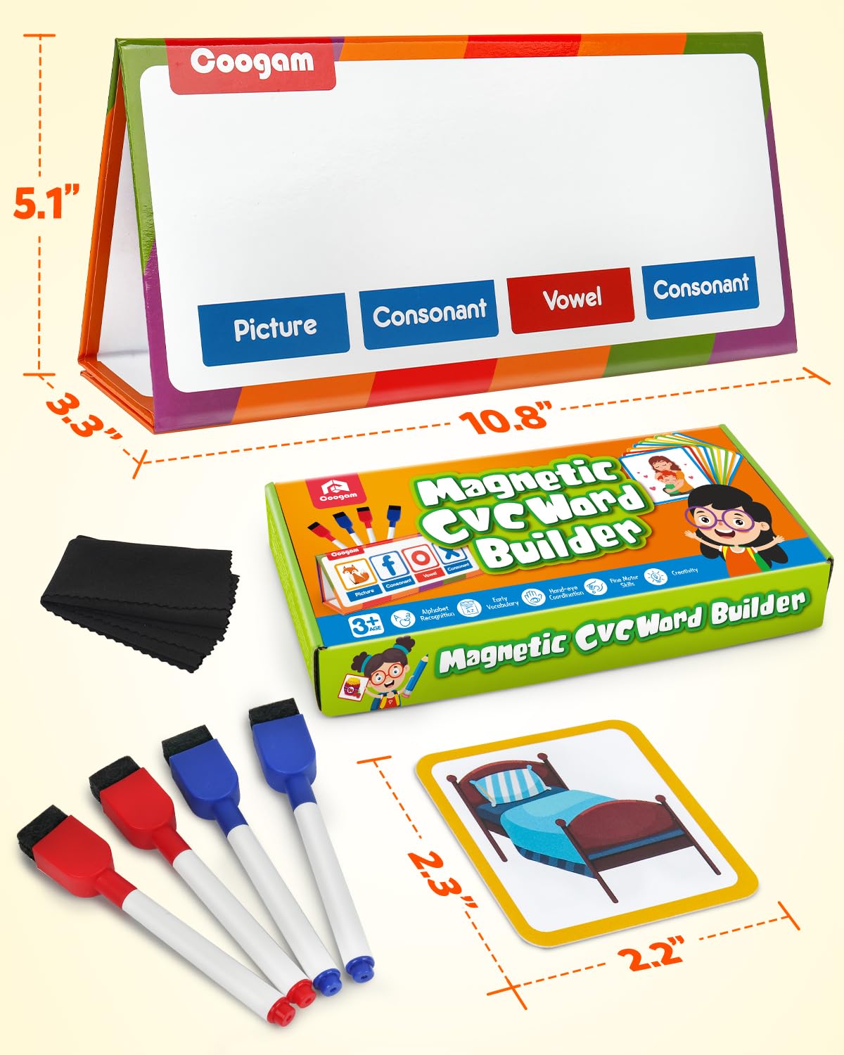 Coogam CVC Word Builder portable set for learning anywhere