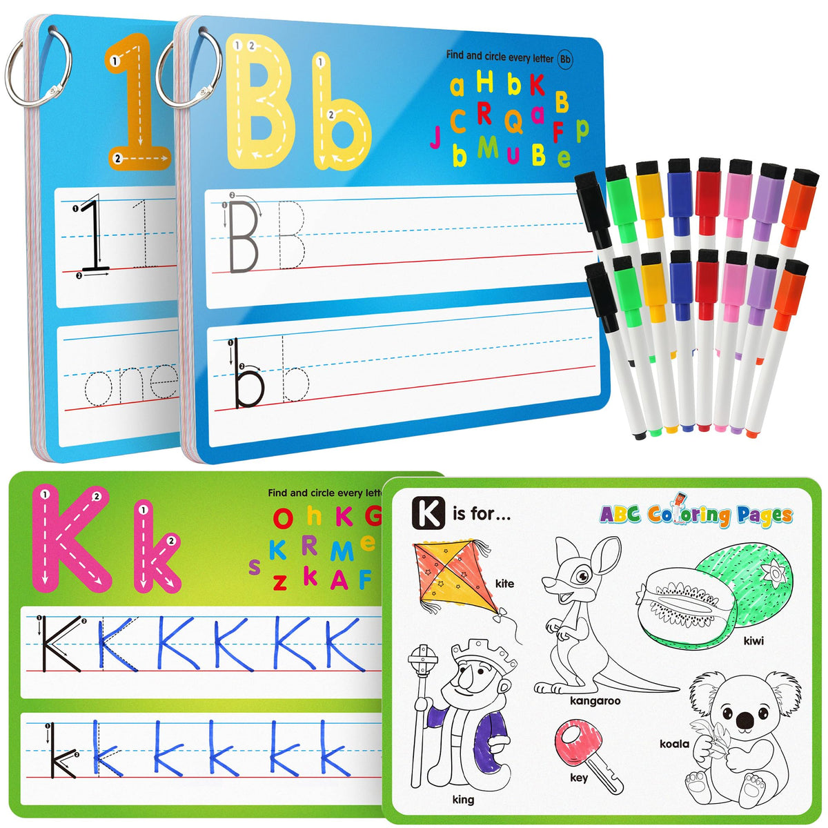 Coogam alphabet baseline card for easy tracing and writing practice.