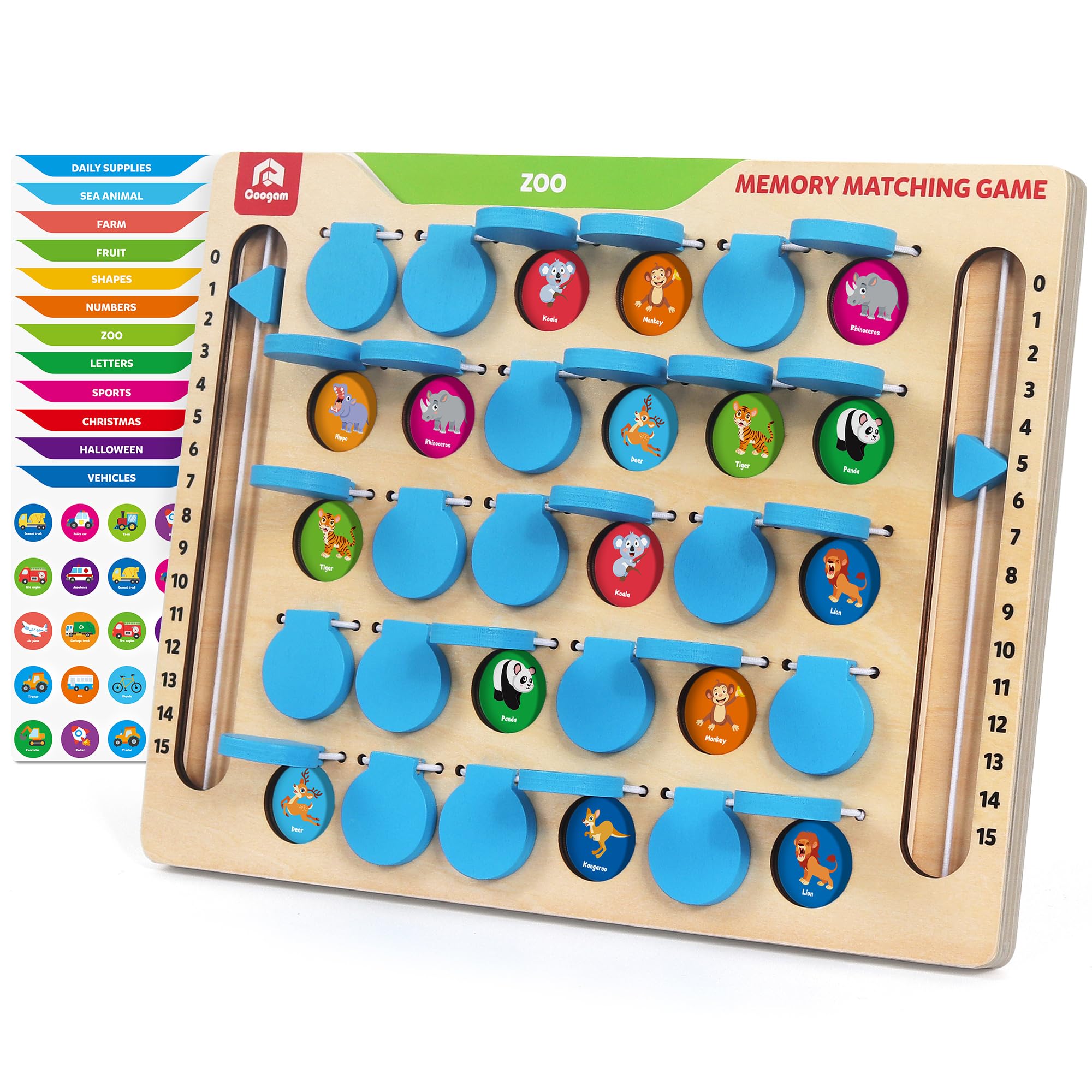 Coogam memory matching board wooden travel toy for on-the-go play
