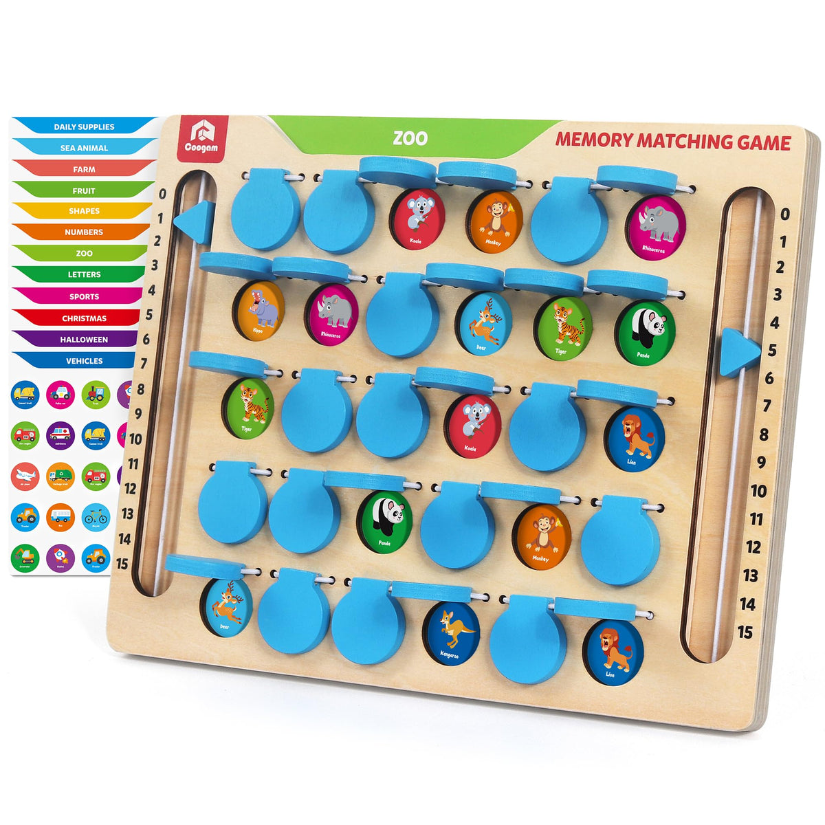 Coogam memory matching board wooden travel toy for on-the-go play