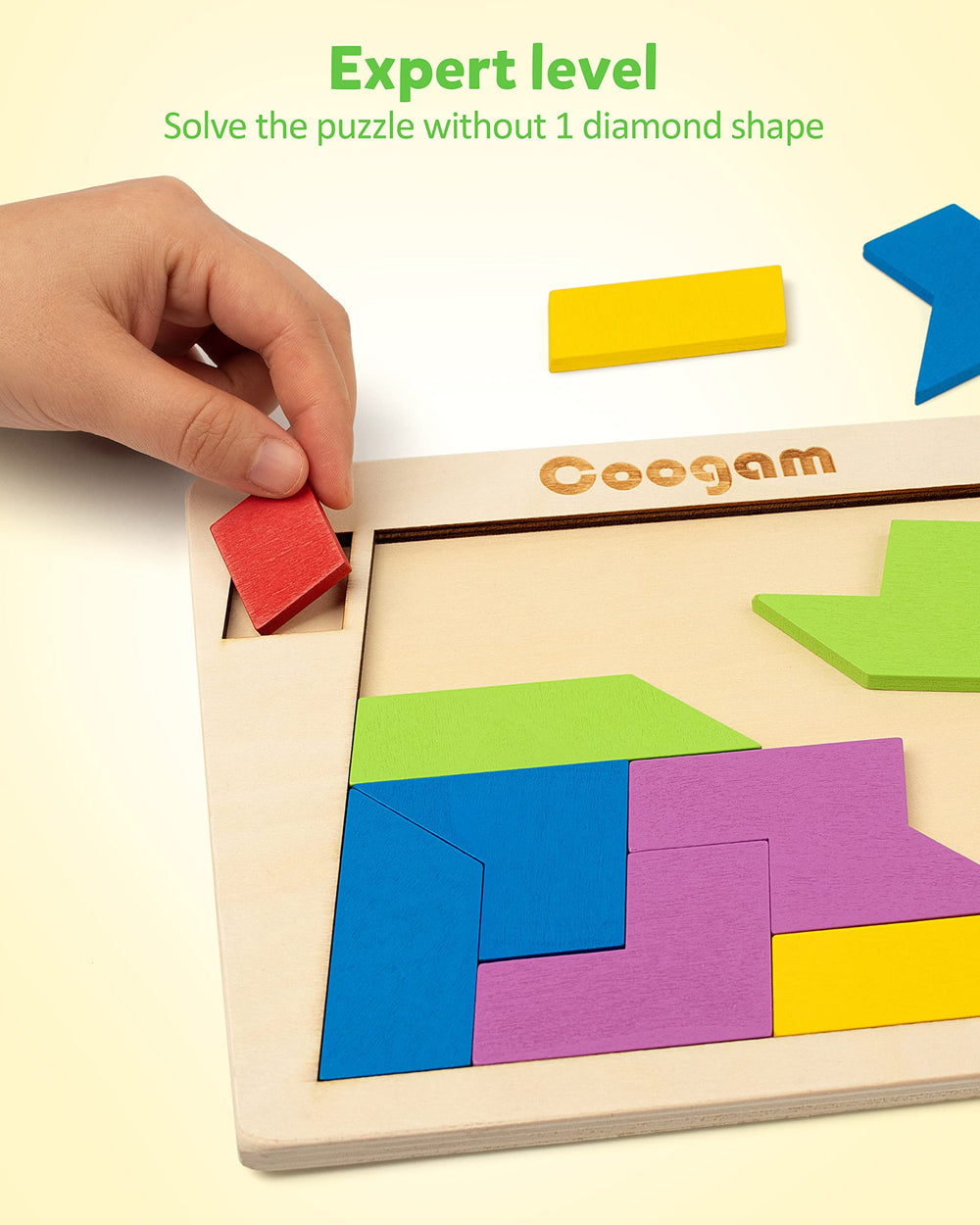 Coogam Montessori-style brain teaser shown in a calm learning setup