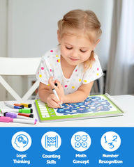 Coogam number tracing pages showing guided handwriting for counting and number formation.