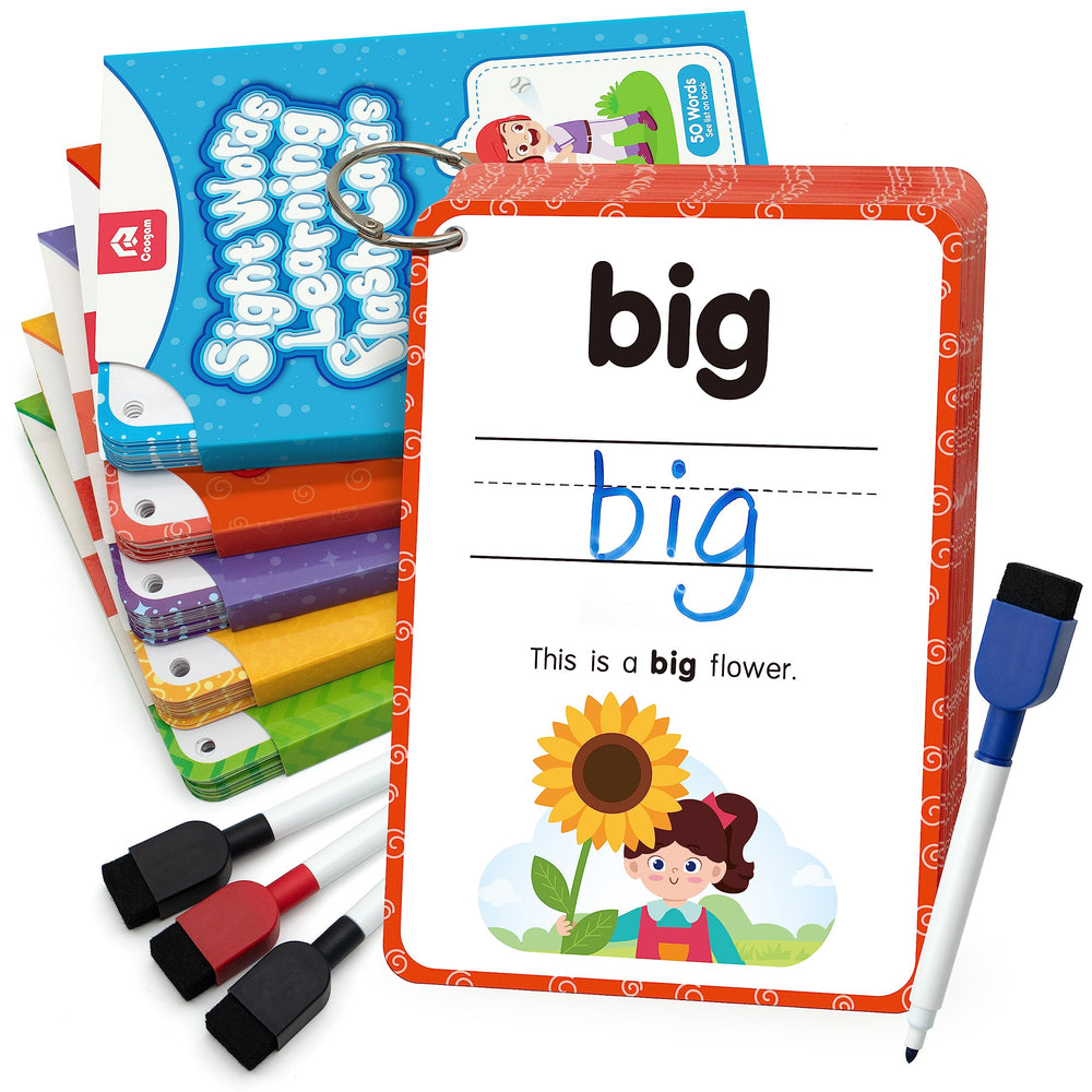 Coogam sight words flash cards with colorful pictures support early reading.