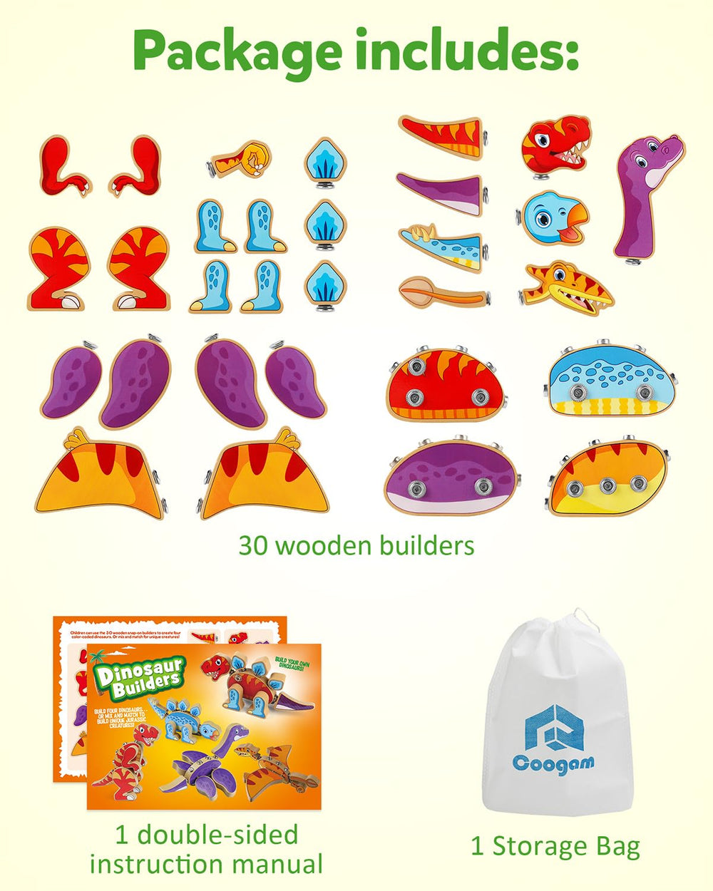 Coogam smoothed wooden blocks provide comfortable handling during builds