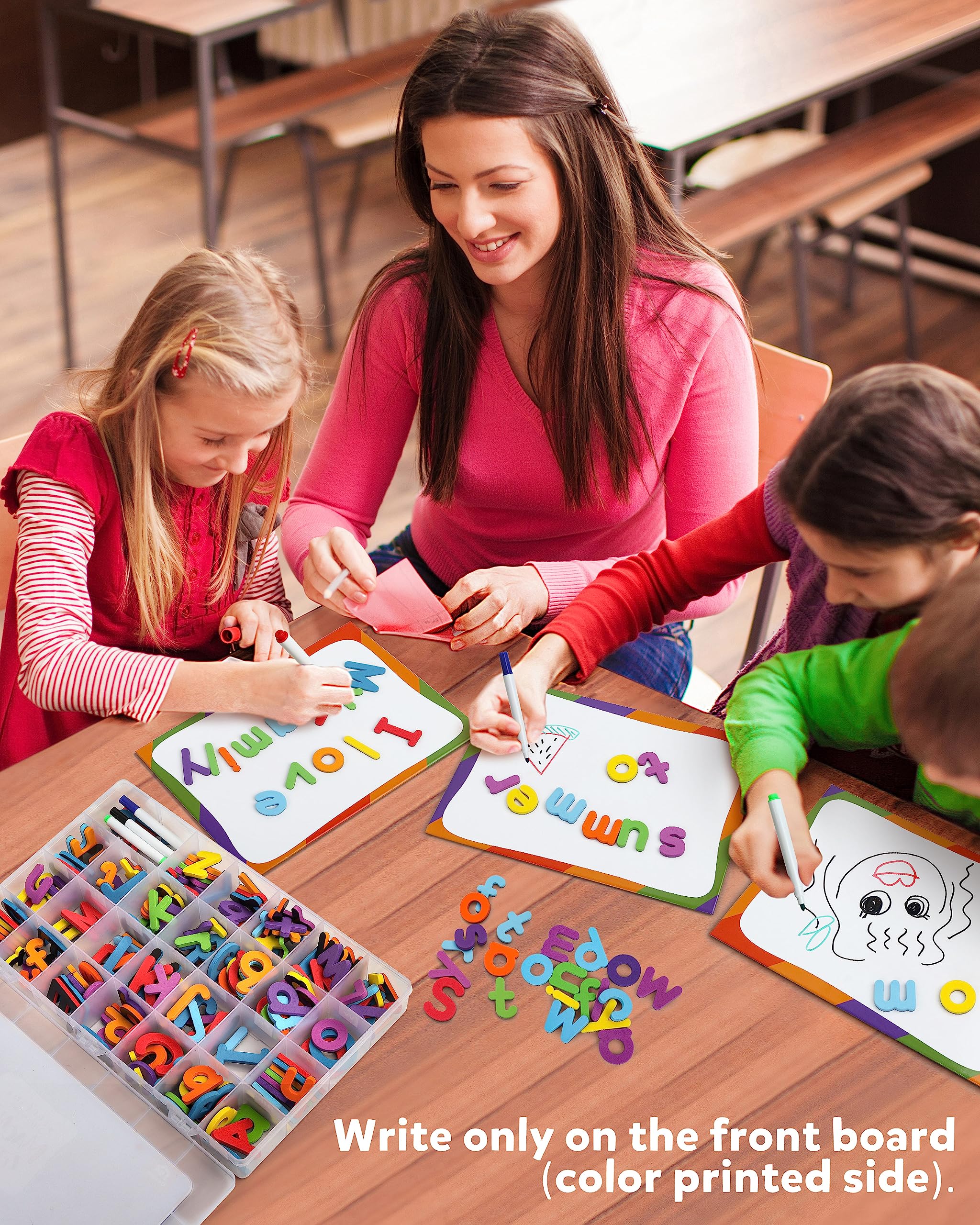 Coogam storage box keeps 234 letters organized for classroom use.