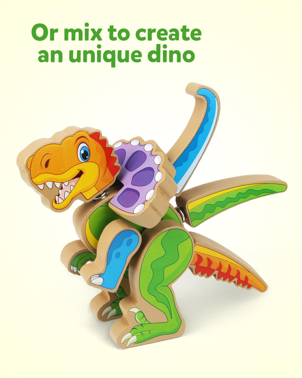 Coogam wooden dinosaur pieces with smooth finish for safe, durable building.