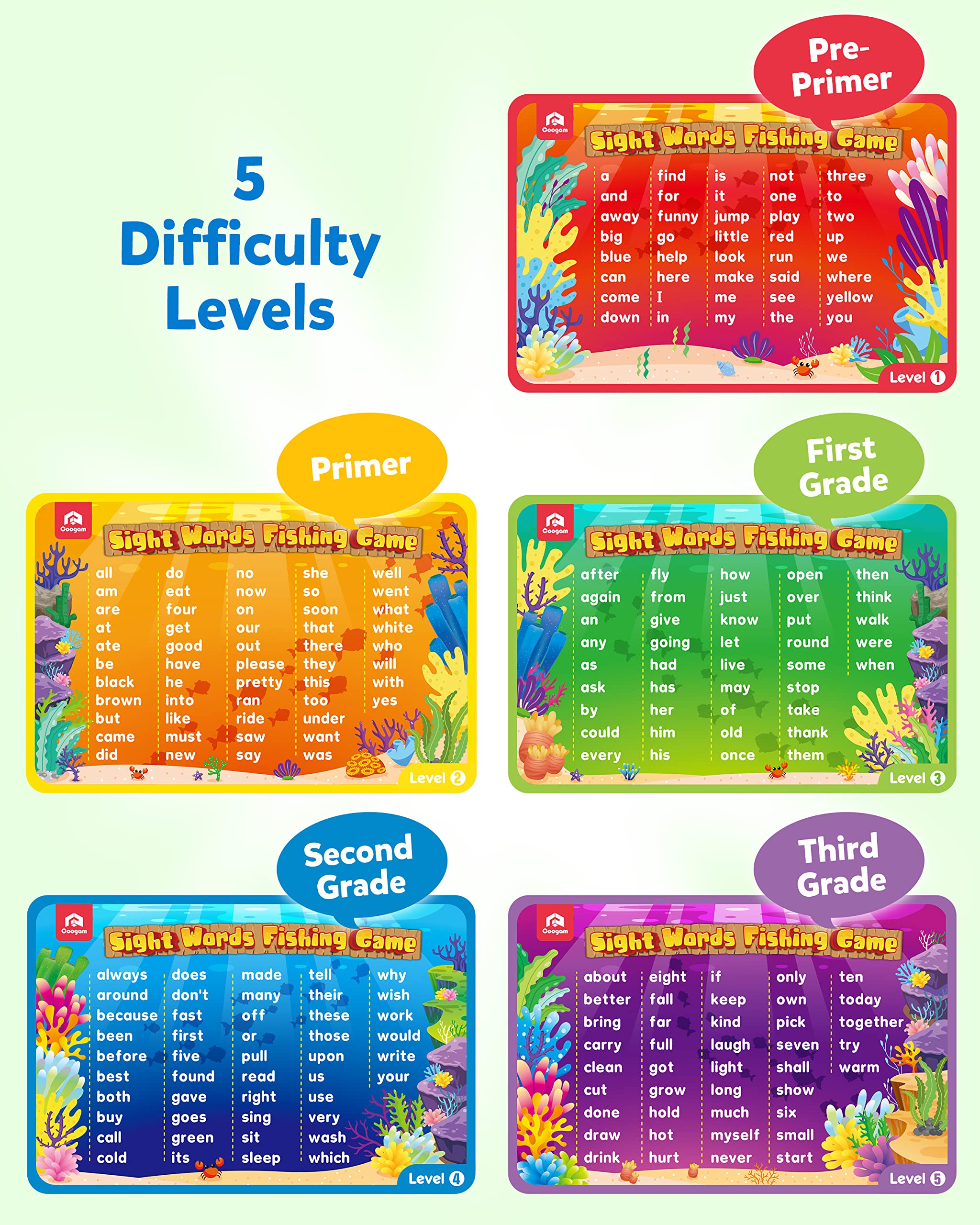 Coogam wooden fishing poles for durable, safe hands-on learning during play.