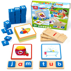 Coogam wooden short vowel letters blocks for hands-on early reading practice