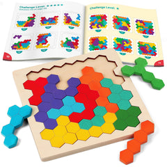 Coogam wooden tangram puzzle pieces in vibrant colors boost creativity and spatial thinking.