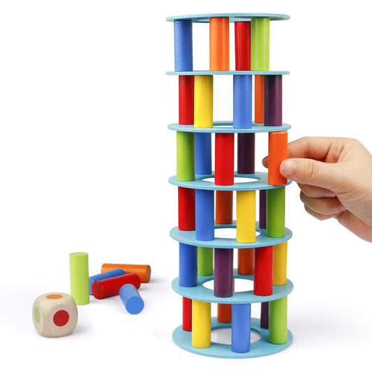 Coogam wooden tower blocks for cooperative play and fine motor skills