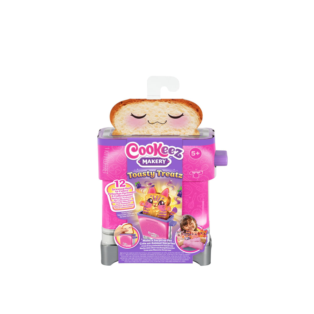 Cookeez Makery Toasty Treatz Toaster popping a scented plush from bread for imaginative play