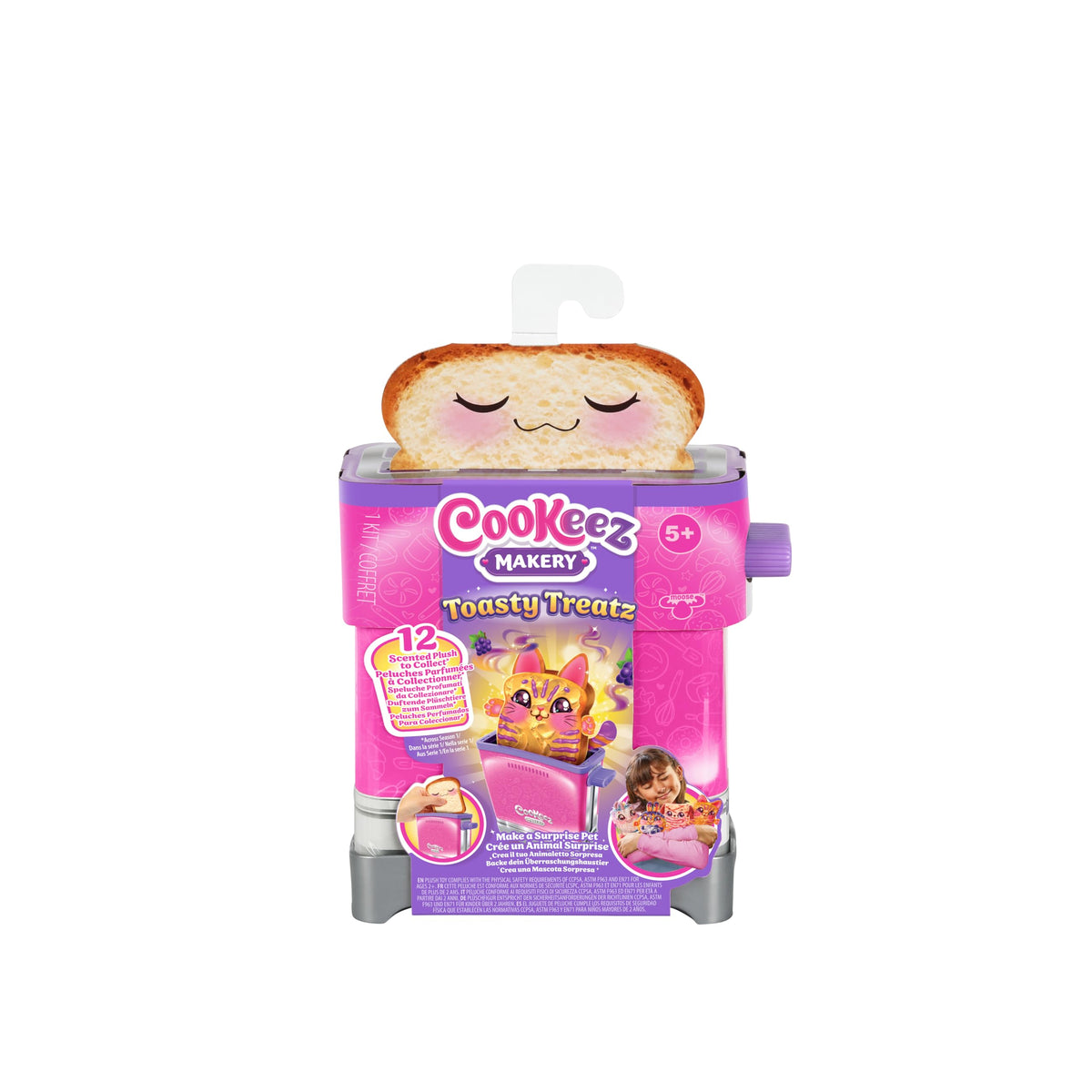 Cookeez Makery Toasty Treatz Toaster popping a scented plush from bread for imaginative play