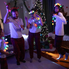 Cool Things Corp LED necklace in action at party settings.