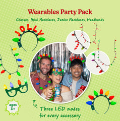 Cool Things Corp light-up Christmas necklace closeup showing vibrant LEDs.