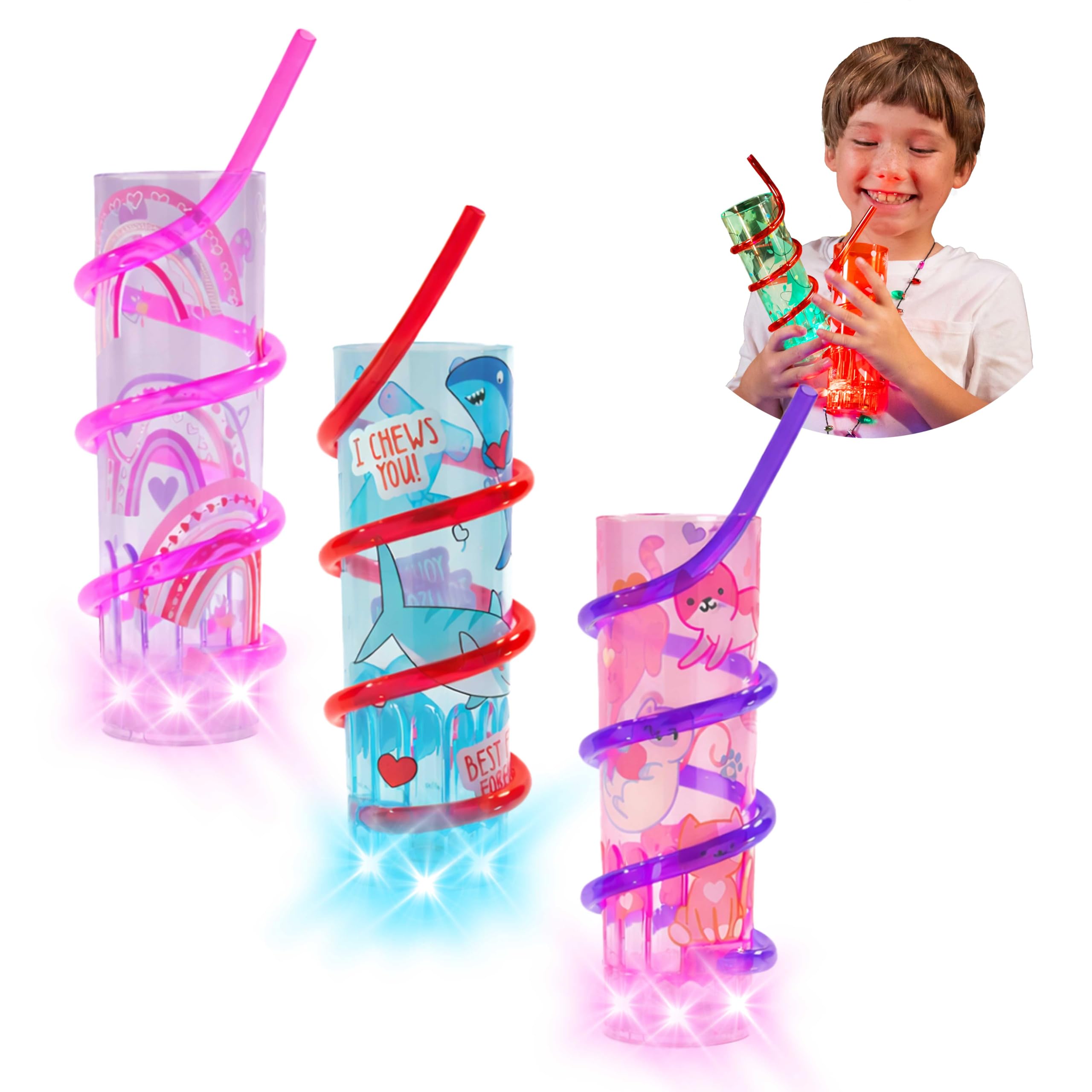 Cool Things Corp light-up straw cups glow during kids' celebrations.