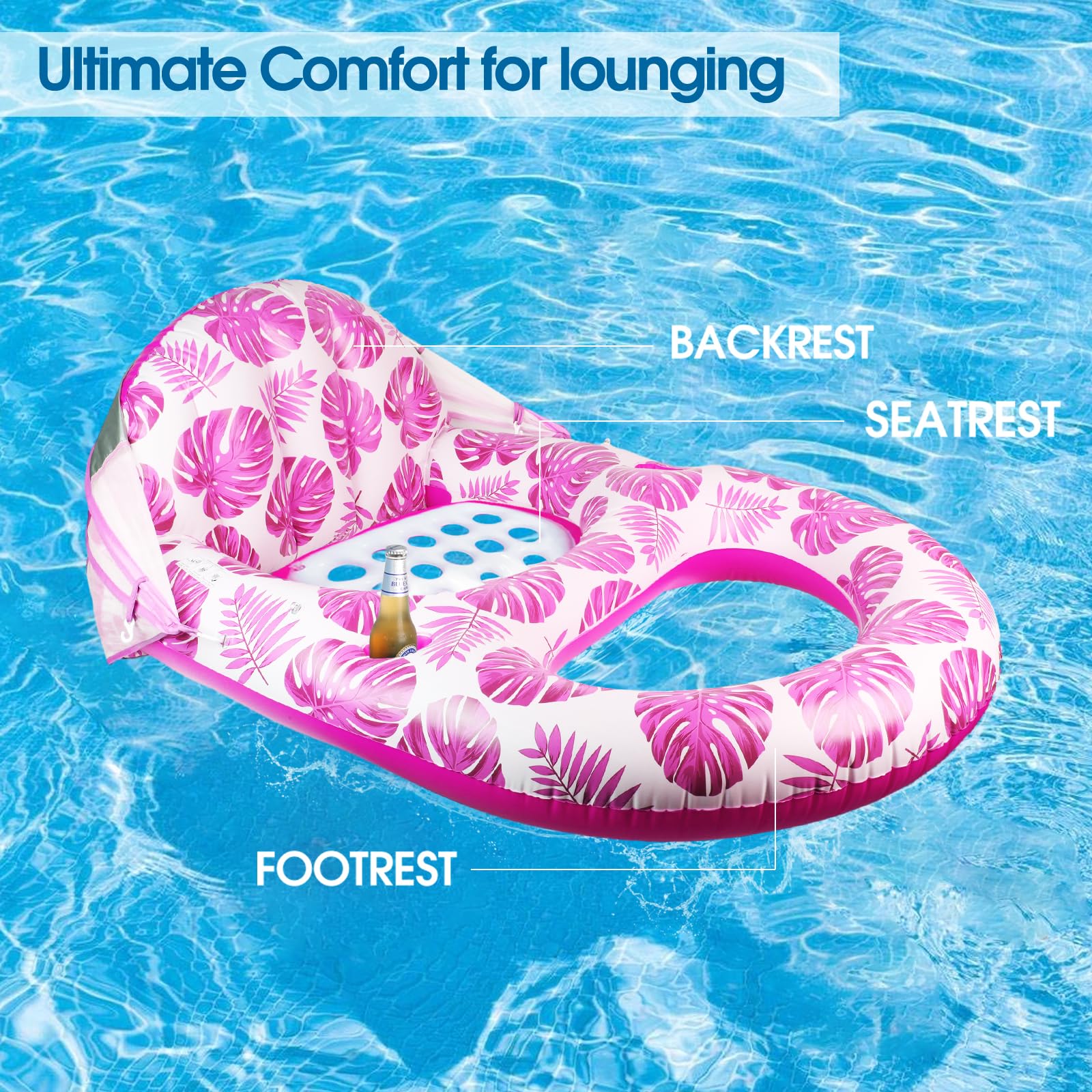 COOLCOOLDEE pink pool float adds vibrant style while staying cool.