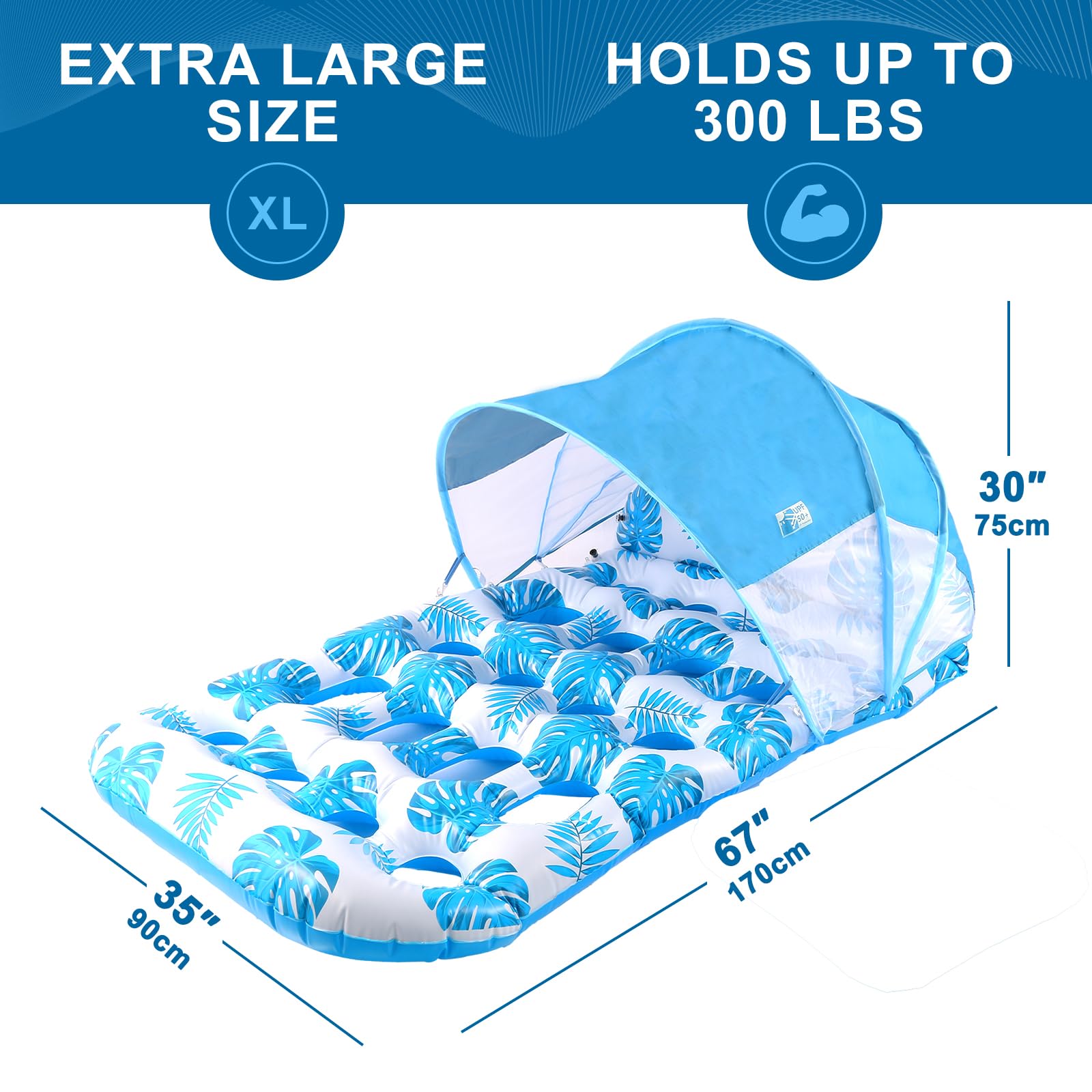 COOLCOOLDEE oversized lounger offering generous space to stretch out in water.