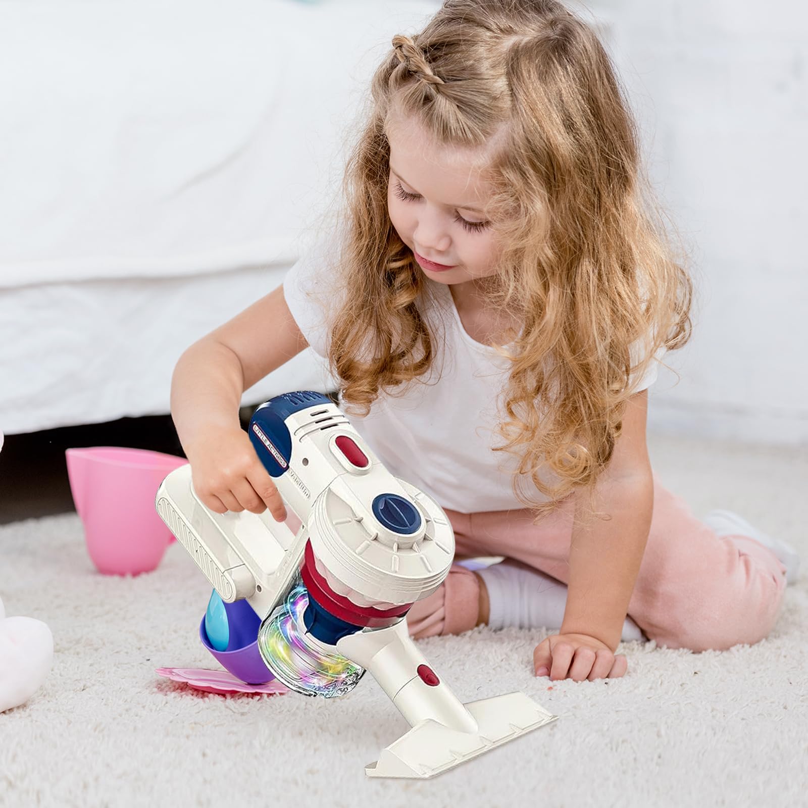 COOLFOX Kids Vacuum suction-crumbs shows effective crumb pickup on carpet.