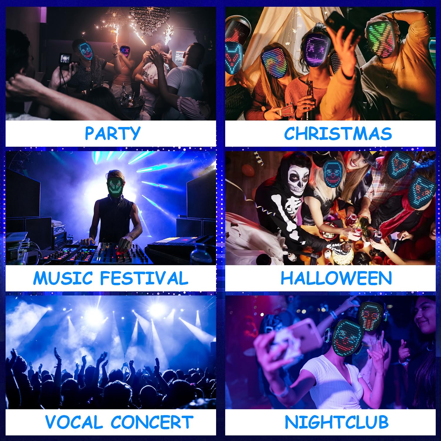 CoolGuarder LED mask ideal for cosplay and parties, adding a tech flair.