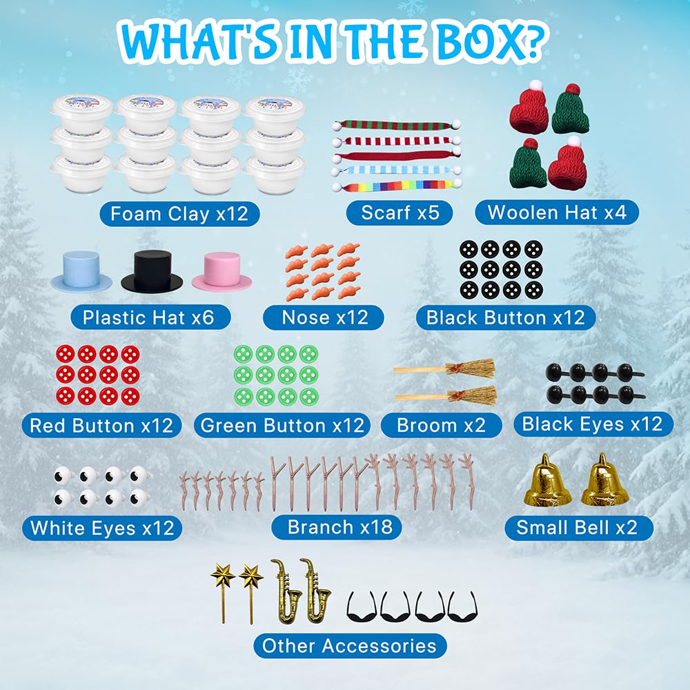 COOLJOY Snowman clay – press-in eyes for cute, kid-friendly decorations.