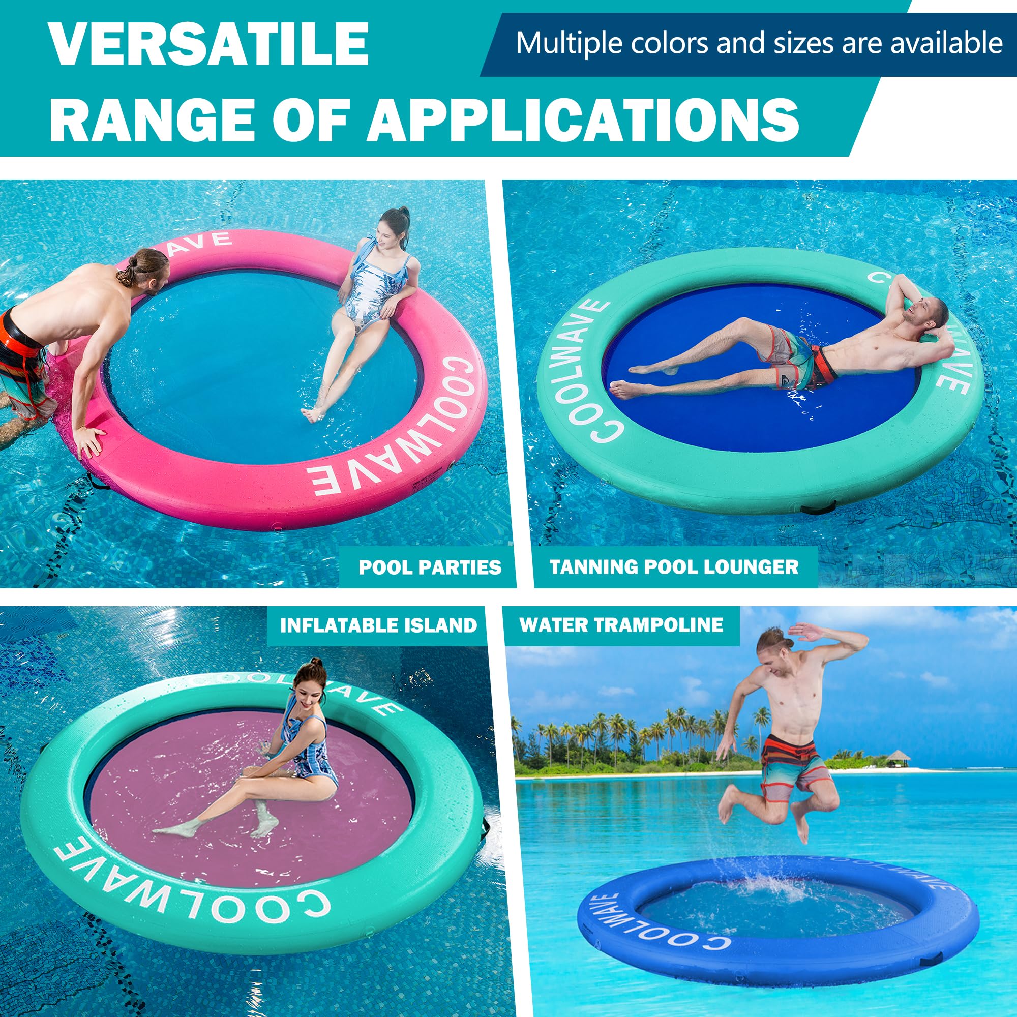 COOLWAVE features two grab handles and four D-rings with mooring ropes for stability.