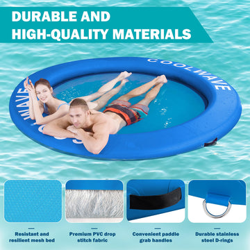 CoolWave 12ft blue hammock afloat for group relaxation on open water