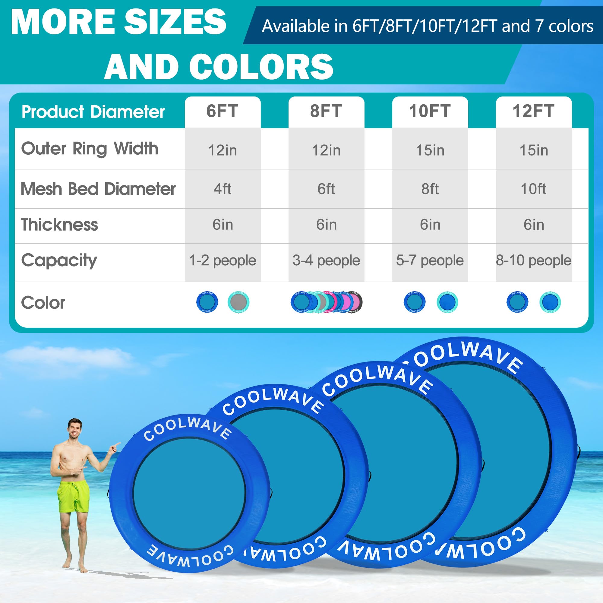 CoolWave 8ft mint green hammock with mesh bed relaxing on lake